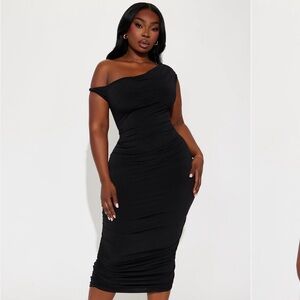 Fashion Nova Elegant Black One Shoulder Dress